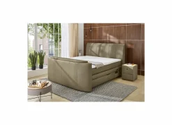 Boxspring Belair Max 180x200cm - stof - modder  met tv-lift en opbergruimte