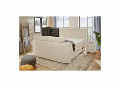 Boxspring Belair Mix 180x200cm - stof - beige met tv-lift en opbergruimte