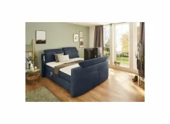 Boxspring Moviestar Max 180x200cm - stof - blauw met tv-lift