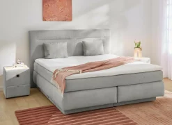 Boxspring Simone 180x200cm - stof - lichtgrijs met opbergruimte