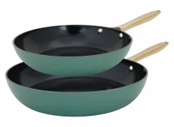 Braadpan Elegance Ø24 & Ø28cm - gerecycleerd aluminium - groen & zwart set van 2