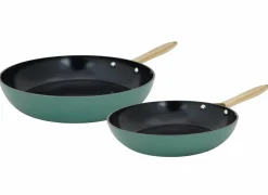 Braadpan Elegance Ø24 & Ø28cm - gerecycleerd aluminium - groen & zwart set van 2