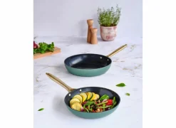 Braadpan Elegance Ø24 & Ø28cm - gerecycleerd aluminium - groen & zwart set van 2