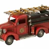 Brandweerwagen Antiek 31x12x14cm - metaal - rood