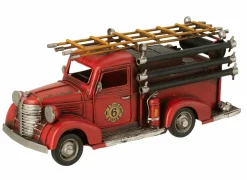 Brandweerwagen Antiek 31x12x14cm - metaal - rood