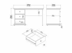 Bureau Paris 130x62cm - decor - wit