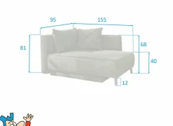 Chaise longue Rex Recamière  155x95x81cm - stof - groen met bedfunctie