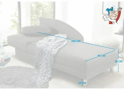 Chaise longue Roy Recamière 149x90cm - stof - taupe met bedfunctie