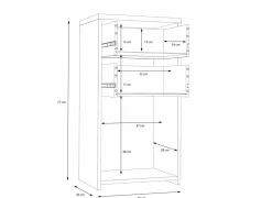 Commode Best Chest 40x30x78cm - decor - artisanale eik & wit