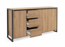 Commode Denver 160cm - decor - artisanale eik & anthraciet