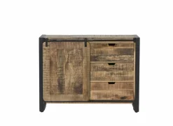Commode Woodstock 120x45x90cm - mango massief - naturel & zwart