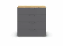 Commode 80x42x81cm - decor - artisanale eik & grijs metallic