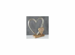 Deco Hart Carolyn H22cm - mango massief - bruin & zilver