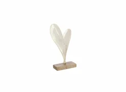 Deco Hart op voet H20cm - hout massief & aluminium - goud