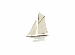 Deco Zeilboot Paulownia H95cm - hout - wit