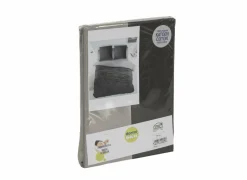 Dekbedovertrek 140x220cm - katoen - antraciet/grijs