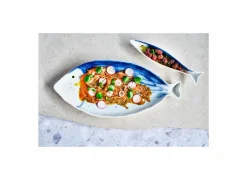 Dessertbord Coral 43x19,7cm - porselein - wit & blauw