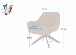 Draaifauteuil Catalano 80x75x78cm - stof - cognac