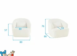 Draaifauteuil Dora 80x86x76cm linnen - beige