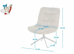 Draaifauteuil Nanook 71x71x94cm - stof - bruin