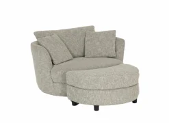 Draaifauteuil Nest 128x120x69cm - stof - beige/grijs