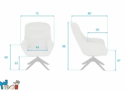 Draaifauteuil Oceano 72x80x98cm - stof greige