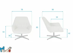 Draaifauteuil Tauris 78x90x82cm - stof - beige