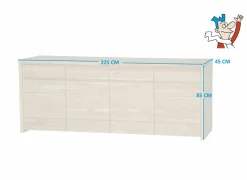 Dressoir Amarillo  225cm - eik massief & decor - naturel