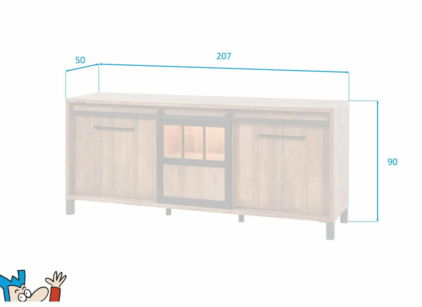 Dressoir 207cm - decor - old teak & matt black