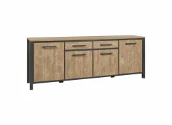 Dressoir 240cm - decor - oranje teakhout & matzwart