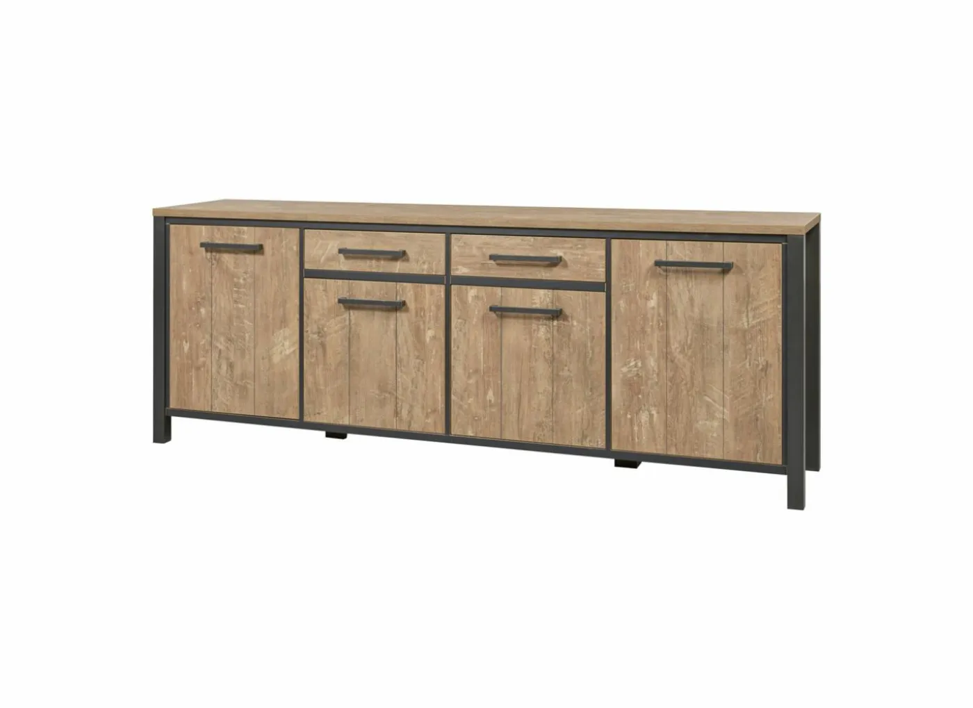 Dressoir 240cm - decor - oranje teakhout & matzwart