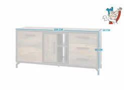 Dressoir 184cm - melamine - bruin