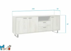 Dressoir Como 2 220cm - melamine - humus eik
