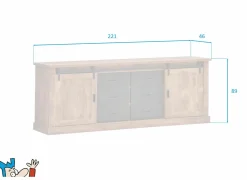 Dressoir Elon 221cm - decor - acacia & zwart