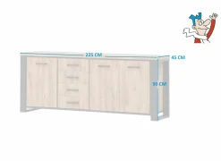 Dressoir Estrella 225cm - decor - industrial oak
