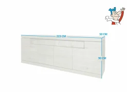 Dressoir Etna 223cm - decor - millenium eik & lichtgrijs