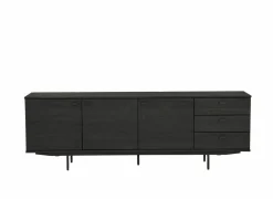 Dressoir Mauri 240cm - eik massief & decor - zwart
