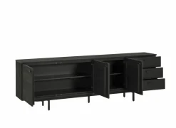 Dressoir Mauri 240cm - eik massief & decor - zwart