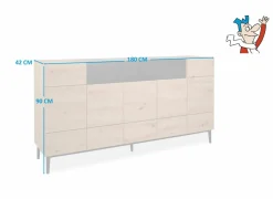 Dressoir Nola 180cm - melamine - artisanale eik