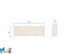 Dressoir Nomade 240cm - eik massief & decor - naturel