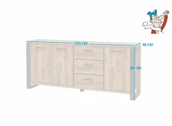 Dressoir Onno 225cm - decor - bruin & zwart