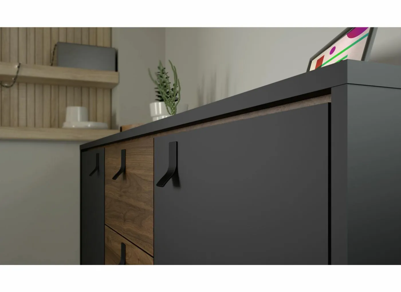 Dressoir Ry 151cm - decor - matzwart & okkernoot