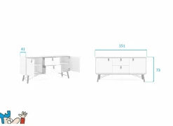 Dressoir Ry 151cm - decor - wit