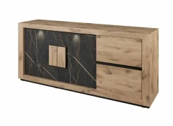 Dressoir Sacha 210cm - melamine - canyon oak & marble