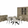 Eetkamer Alba met 4 stoelen Casimir - tafel 225x100cm - dressoir 199cm & dressoir 233cm met opzetstuk