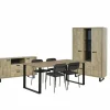 Eetkamer Como 1 met 4 stoelen Epoca antraciet - tafel 170x95cm - dressoir 170cm - kast 120cm