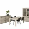 Eetkamer Elias met 4 stoelen Chuck - tafel 170x90cm - dressoir 201cm - vitrinekast 115cm