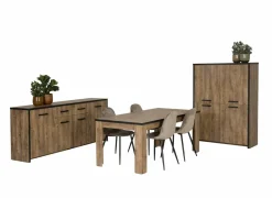 Eetkamer Esther met 4 stoelen Charlton - tafel 180x90cm - dressoir 210cm - barkast 116cm