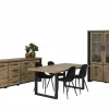 Eetkamer Estrella met 4 stoelen Charlton - tafel 190x95cm - dressoir 225cm - vitrinekast 126cm