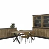 Eetkamer Etienne met 4 stoelen Jumper - tafel 190x95cm - dressoir 221cm - opzetstuk 221cm